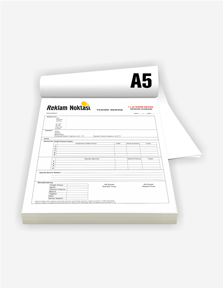 A5 Makbuz Renkli