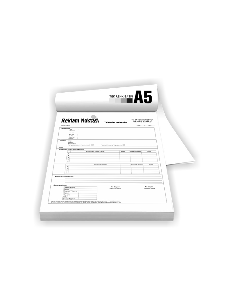 A5 Makbuz Tek Renk