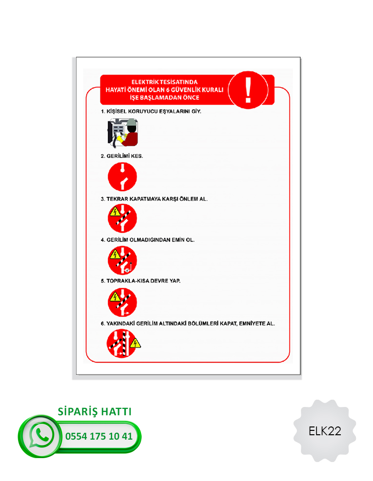 Elektrik Uyarı Levhası